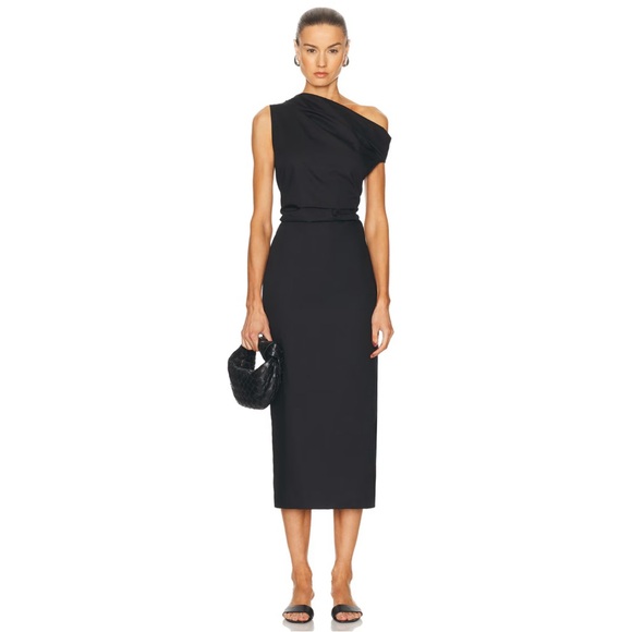 Enza Costa poplin sculptured dress in black - Picture 1 of 7